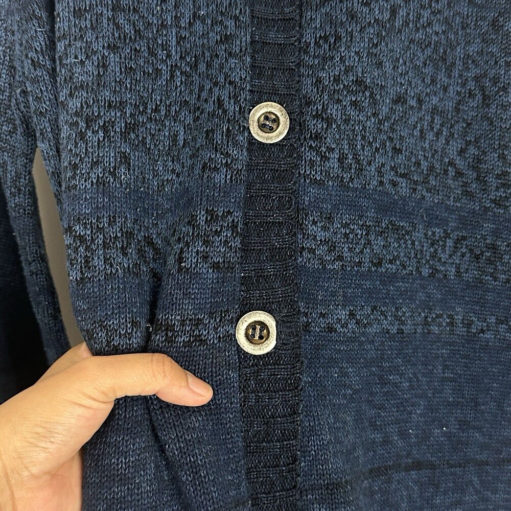 Peruvian Connection Ombre Blue Pima Cotton Cardigan Sweater Boho Size Large - Picture 7 of 12